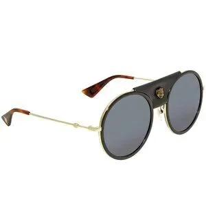 GUCCI SUNGLASSES GG0061S 016 ROUND FRAME AVIATOR LEATHER TIGER HEAD UNISEX Gucci GG0061S XXS (56 - 22) with Grey lenses and Gold frame  main image 4